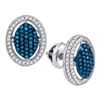 Image 1 : 10KT White Gold 0.55CTW BLUE DIAMOND MICRO-PAVE EARRING