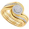 Image 1 : 10K Yellow-gold 0.15CTW-Diamond MICRO-PAVE BRIDAL SET