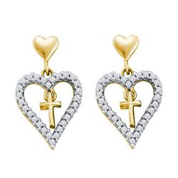14K Yellow-gold 0.33CTW DIAMOND HEART EARRING