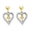 Image 1 : 14K Yellow-gold 0.33CTW DIAMOND HEART EARRING