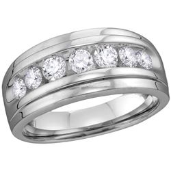 10kt White Gold Mens Round Natural Diamond Band Wedding