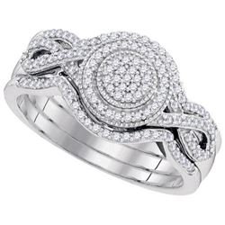 10KT White Gold 0.33CTW-Diamond MICRO-PAVE BRIDAL SET