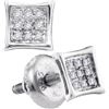 10kt White Gold Womens Round Diamond Square Kite Cluste