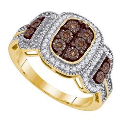 10KT Yellow Gold 0.33CTW COGNAC DIAMOND MICRO-PAVE RING