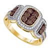 Image 1 : 10KT Yellow Gold 0.33CTW COGNAC DIAMOND MICRO-PAVE RING