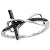 Sterling Silver Womens Round Black Colored Diamond Cros