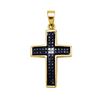 Image 1 : 925 Sterling Silver Yellow 0.15CTW DIAMOND CROSS CHARM