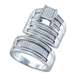 925 Sterling Silver White 0.58CTW DIAMOND FASHION TRIO