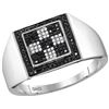 Image 1 : 10kt White Gold Mens Round Black Colored Diamond Checke