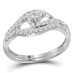 10kt White Gold Womens Round Diamond 2-Stone Bridal Wed