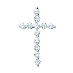 14KT White Gold 0.50CTW DIAMOND LADIES CROSS PENDANT