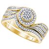 Image 1 : 10K Yellow-gold 0.33CT DIAMOND MICRO-PAVE BRIDAL SET