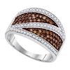 10KT White Gold 0.75CTW COGNAC DIAMOND MICRO-PAVE RING