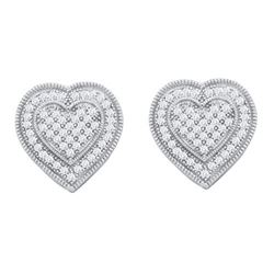 10KT White Gold 0.33CTW DIAMOND HEART EARRING