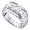 10KT White Gold 0.50CTW ROUND DIAMOND MENS 3 STONE BAND