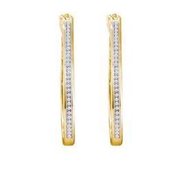 10KT Yellow Gold 0.15CTW DIAMOND MICRO PAVE HOOPS