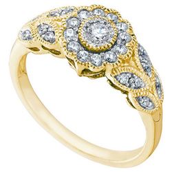 10KT Yellow Gold 0.34CTW DIAMOND FLOWER RING