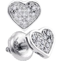 925 Sterling Silver White 0.05CTW DIAMOND HEART EARRING