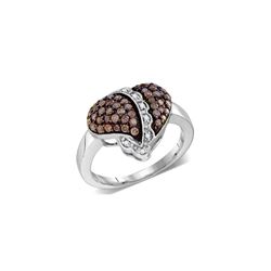 10kt White Gold Womens Round Cognac-brown Colored Diamo