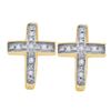 Image 1 : 925 Sterling Silver Yellow 0.05CT DIAMOND CROSS EARRING