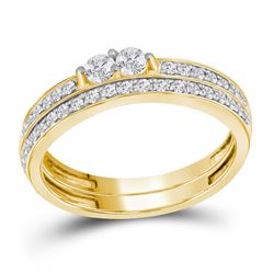 10kt Yellow Gold Womens Round Diamond 2-Stone Bridal We