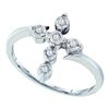 Image 1 : 925 Sterling Silver White 0.06CTW DIAMOND CROSS RING