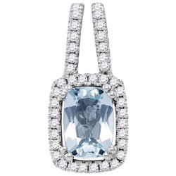 14KT White Gold 0.18CTW-Diamond 0.72(MIN)CT AQUA PENDAN