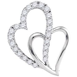 10KT White Gold 0.37CTW DIAMOND HEART PENDANT