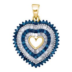 10K Yellow-gold 0.90CTW BLUE DIAMOND MICRO-PAVE PENDANT