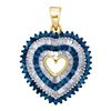 Image 1 : 10K Yellow-gold 0.90CTW BLUE DIAMOND MICRO-PAVE PENDANT