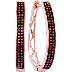 10KT Rose Gold 0.33CTW RED DIAMOND FASHION HOOPS