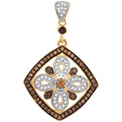 14KT Yellow Gold 0.41CTW COGNAC DIAMOND MICRO-PAVE PEND