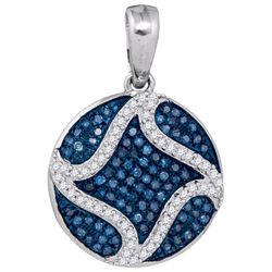 10KT White Gold 0.33CTW BLUE DIAMOND MICRO-PAVE PENDANT