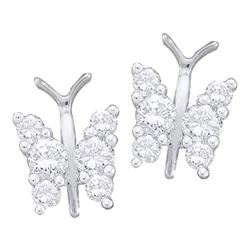 14KT White Gold 0.25CTW DIAMOND BUTTERFLY EARRINGS