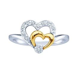 10KT White Gold Two Tone 0.08CTW DIAMOND HEART LADIES R