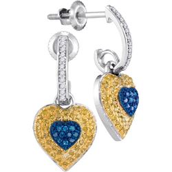 10KT White Gold 0.33CTW-Diamond MICRO-PAVE HEART EARRIN