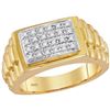 Image 1 : 10kt Yellow Gold Mens Round Diamond Rectangle Cluster R