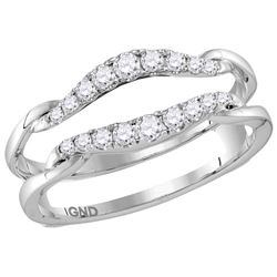 14kt White Gold Womens Round Natural Diamond Ring Guard