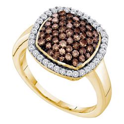 10KT Yellow Gold 0.95CTW COGNAC DIAMOND FASHION RING