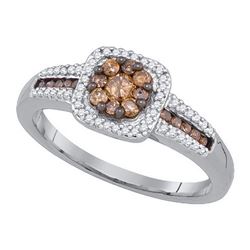 10KT White Gold 0.50CTW COGNAC DIAMOND FASHOIN RING