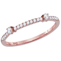 10kt Rose Gold Womens Round Diamond Single Row Stackabl