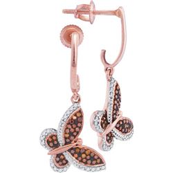10KT Rose Gold 0.25CTW RED DIAMOND MIRCO-PAVE EARRINGS