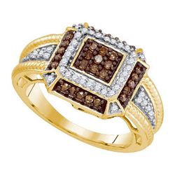 10KT White Gold 0.50 CTW COGNAC DIAMOND MICRO-PAVE RING