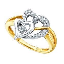 10KT Yellow Gold Two Tone 0.10CTW ROUND DIAMOND HEART L