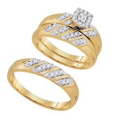 10K Yellow-gold 0.28CTW DIAMOND FASHION TRIO SET