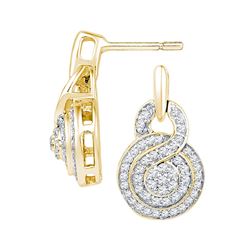 Womens 10K Yellow Gold Infinity Knot Cluster Real Diamo