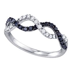 10K White-gold 0.49CTW BLACK DIAMOND FASHIOIN RING