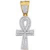 Image 1 : 10kt Yellow Gold Mens Round Diamond Ankh Cross Religiou