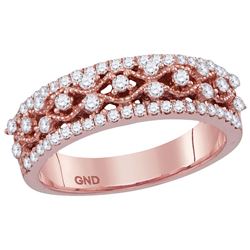 10kt Rose Gold Womens Round Natural Diamond Roped Woven