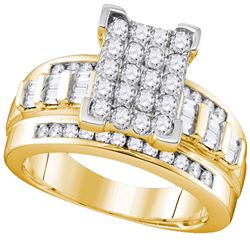 Yellow-tone Sterling Silver Womens Round Diamond Cluste